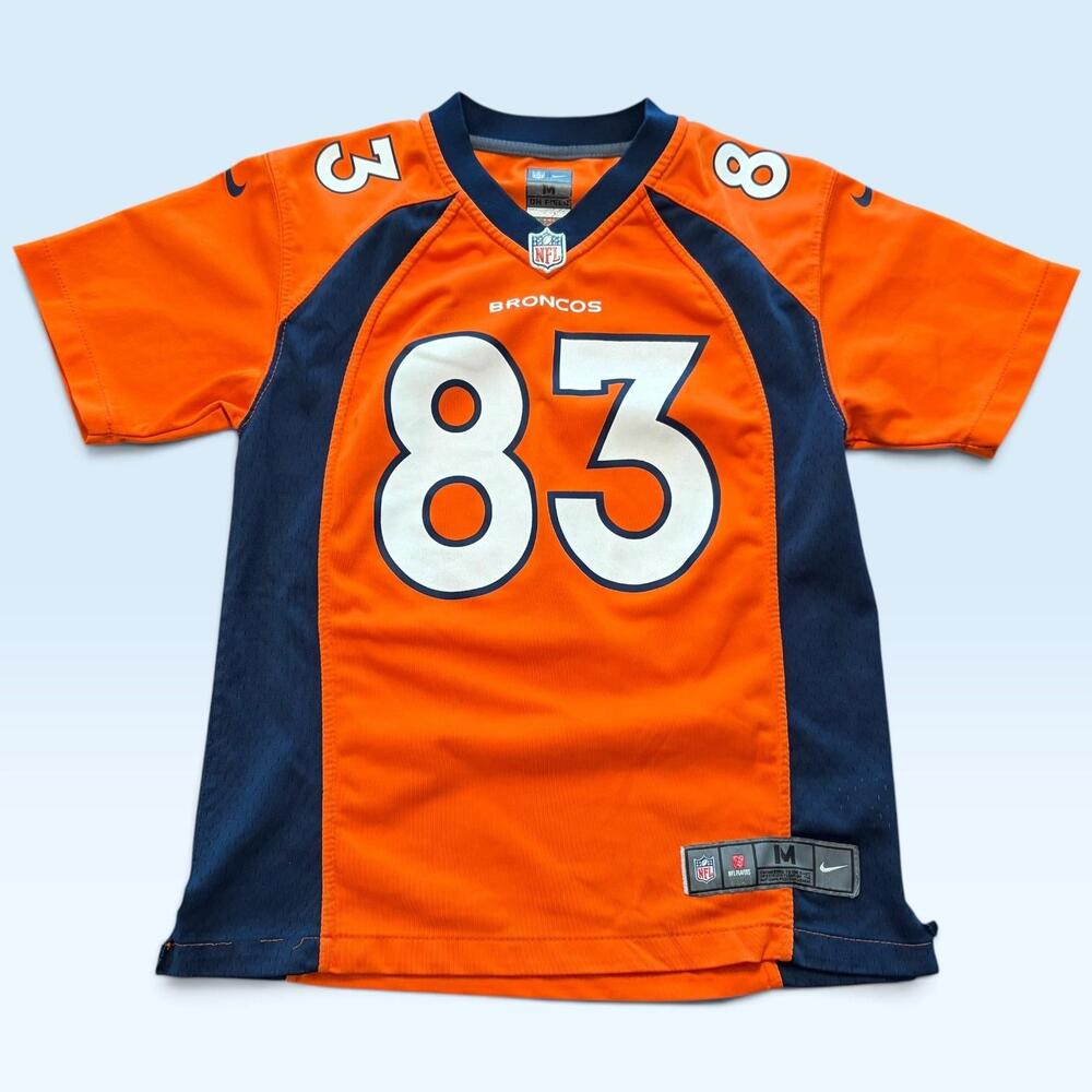 Denver Broncos Jersey Youth Boys Medium Orange NFL Football Wes Welker 83 Nike